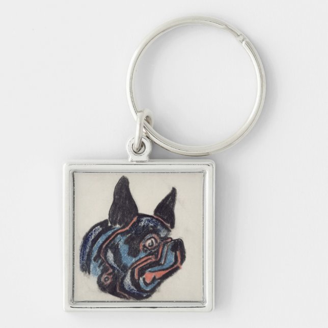 T35228 Dog (pastel on paper) Keychain (Front)