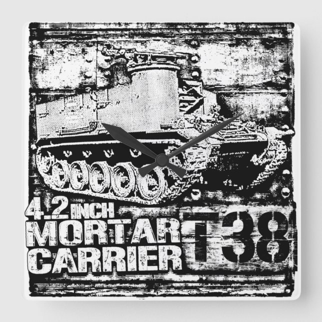 T38 4.2 inch Mortar Carrier Square Wall Clock (Front)