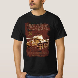 T-34-85 Soviet Union Medium Tank of WWII and Flag