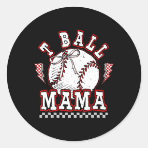 T-ball Mama Game Day Baseball Mom Softball Player Classic Round Sticker