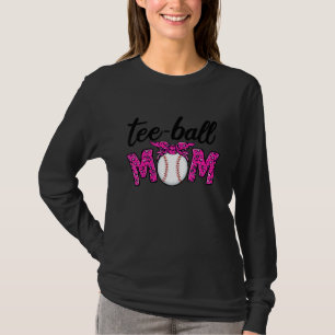 T Ball Mom Life Messy Bun Leopard Teeball Mom Soft T-Shirt