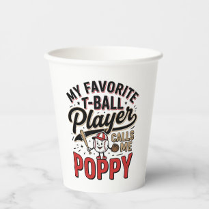 T-Ball Poppy Vintage Engraving Shirt Design_1 Paper Cups