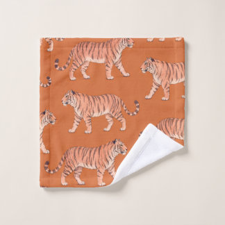 T Beau Bohème Motif Art Orange et Rose Tigre Bain