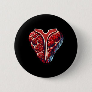 T-bone Steak Bbq Meat Lover 2 Inch Round Button