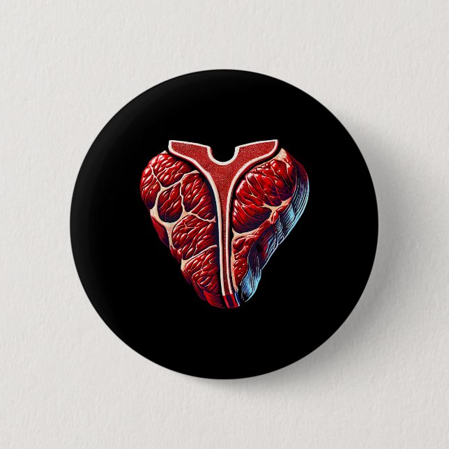 T-bone Steak Bbq Meat Lover  2 Inch Round Button (Front)