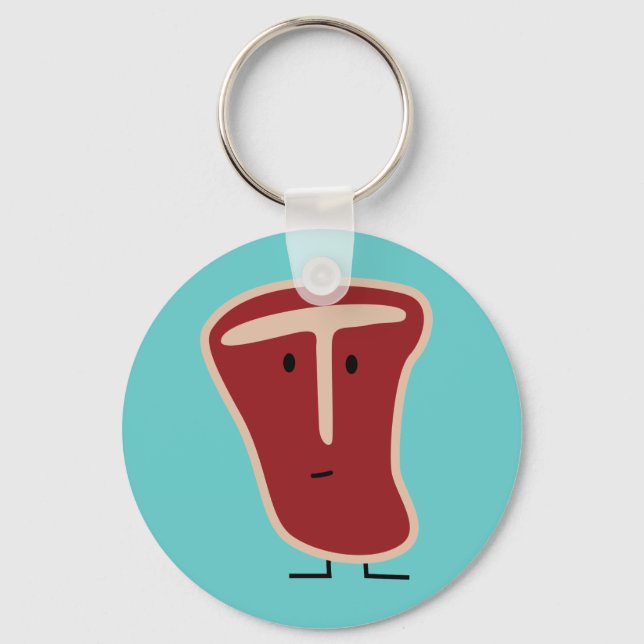 T-bone steak meat protein grilled beef fat bone keychain (Front)