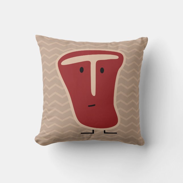 T-bone steak meat protein grilled beef fat bone throw pillow (Front)