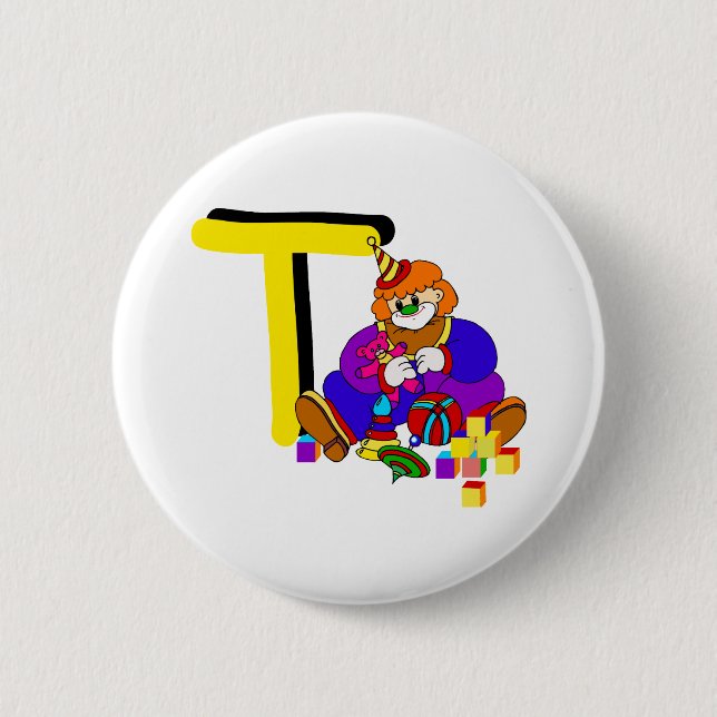 T Clown 2 Inch Round Button (Front)