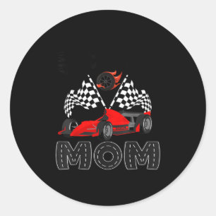 T Crew Mom Racing Car Birthday Boy Family Matching Classic Round Sticker