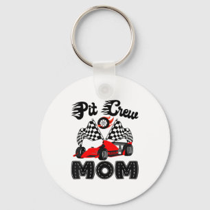 T Crew Mom Racing Car Birthday Boy Family Matching Keychain