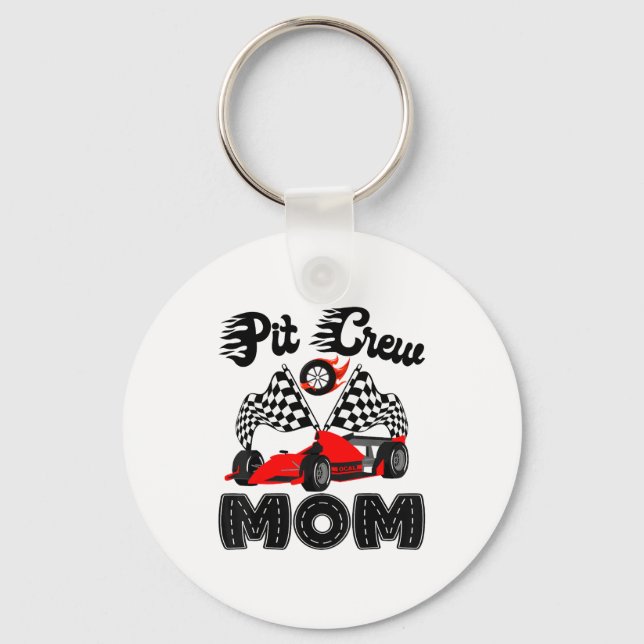 T Crew Mom Racing Car Birthday Boy Family Matching Keychain (Front)