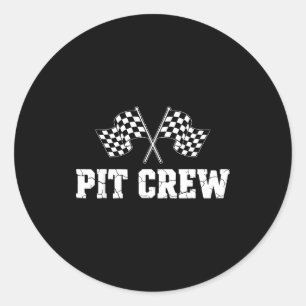 T Crew Race Car Birthday Party Family Matching Car Classic Round Sticker