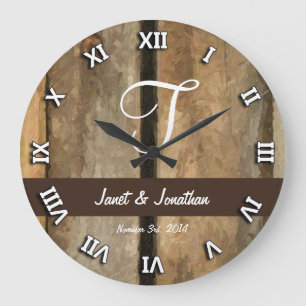 T customizable Wood (print) Monogram Clock
