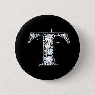 "T" Diamond Bling Button