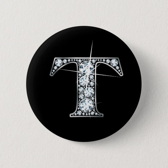 "T" Diamond Bling Button (Front)
