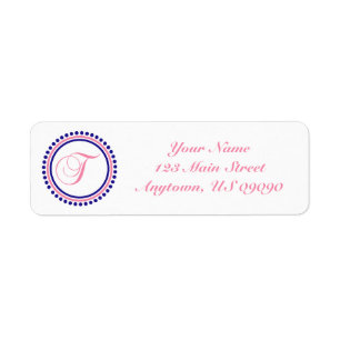 T Dot Circle Mongram Address Label (Pink / Blue)