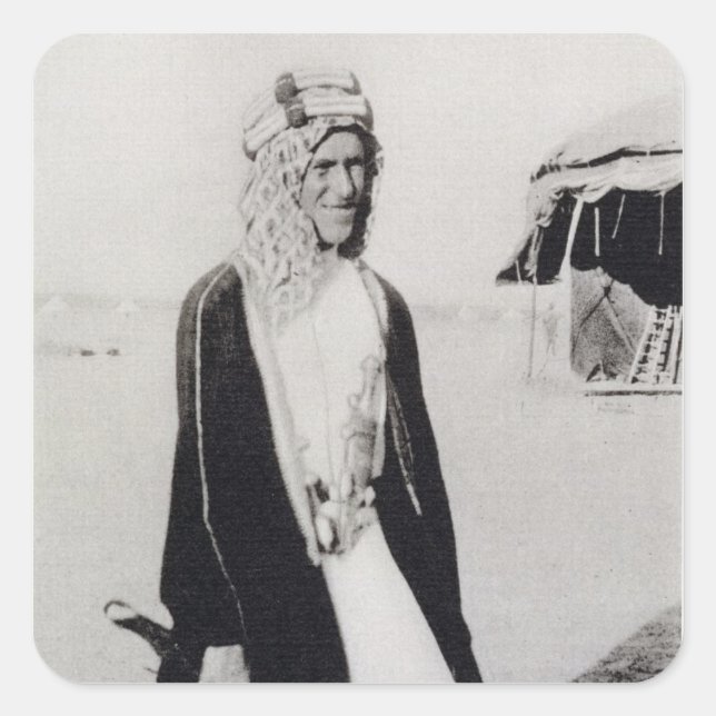 T. E. Lawrence in Arab Dress (b/w photo) Square Sticker (Front)