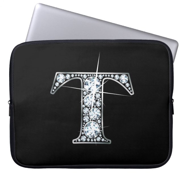 T Faux-"Diamond" Monogram Laptop Sleeve (Front)