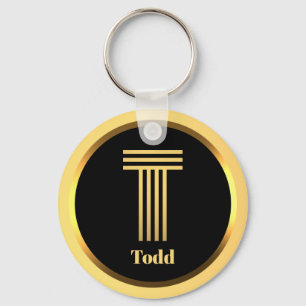 T Gold Monogrammed Letter Personalised Keychain