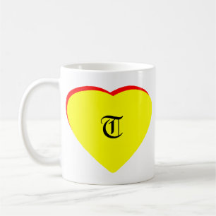 "T" Heart Yellow Red Wedding Invitation The MUSEUM Coffee Mug