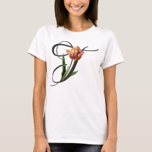 T initial, T-shirt tulipes Vintages