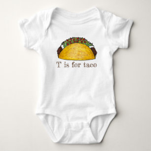 T is for Taco Mexican Food Alphabet Letter T Baby Bodysuit