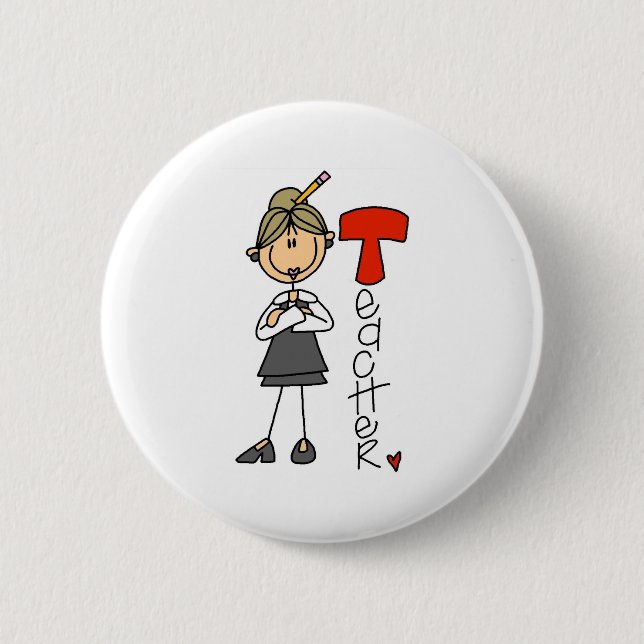 T is for Teacher 2 Inch Round Button (Front)