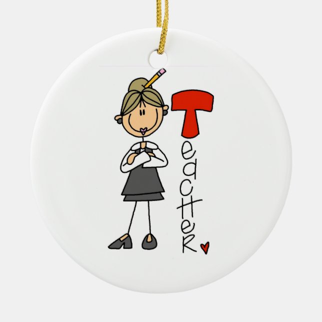 T is for Teacher Ceramic Ornament (Front)