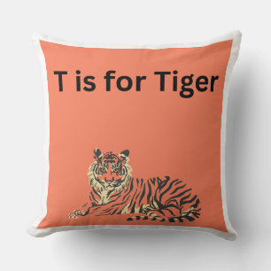 T is for Tiger Throw Pillow