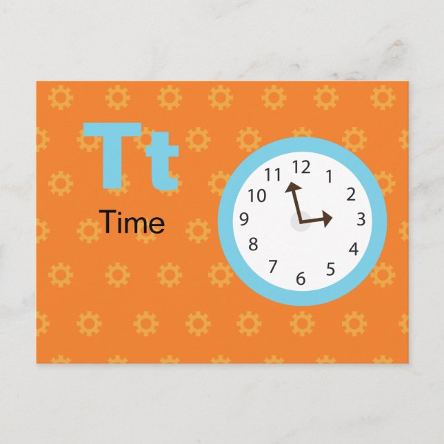 T is for Time - Alphabet Flash Card (Front)