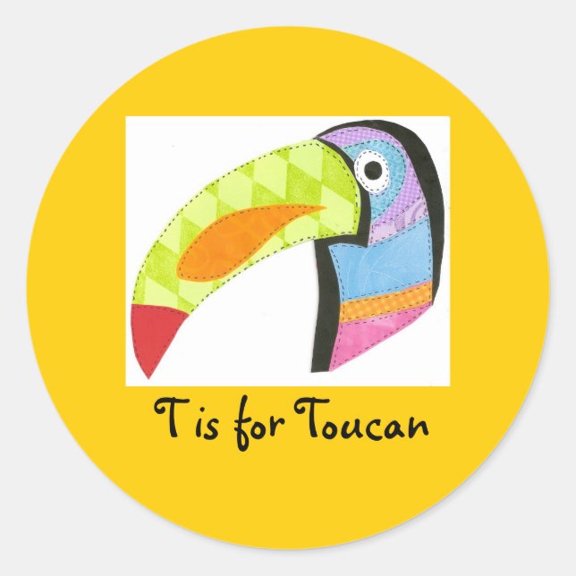 T is for Toucan Classic Round Sticker (Front)