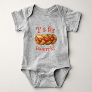 T is for Tsoureki Greek Armenian Easter Bread Baby Bodysuit