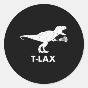T-lax Dinosaur . Cool Dino Lax Player Lacrosse Classic Round Sticker