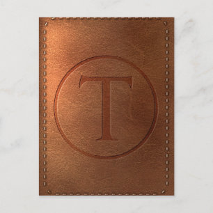T-letter leather alphabet postcard