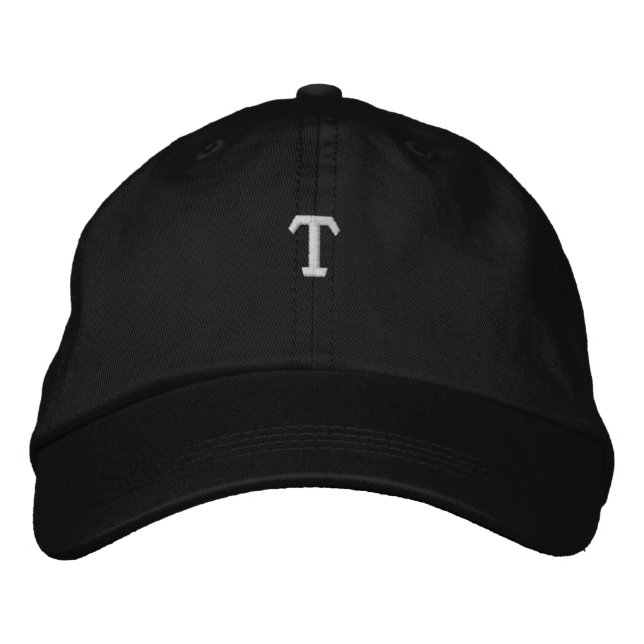 T  Letter Monogram Initial Embroidered Hats Caps (Front)