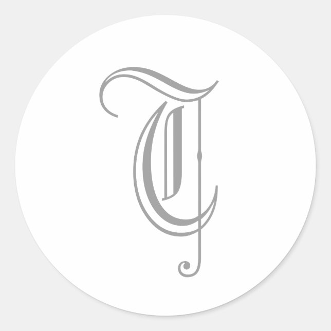 T Lettre Monogramme Sticker Gris Vieux Anglais (Devant)