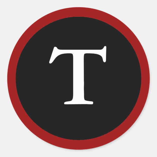 T : Lettre T initiale Sticker rouge, blanc et noir (Devant)