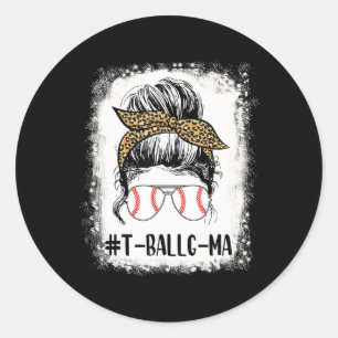 T-ll G-ma Life Messy Bun Leopard Print Softll  Classic Round Sticker