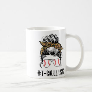 T-ll Lil Sis Life Messy Bun Leopard Print Softll Coffee Mug