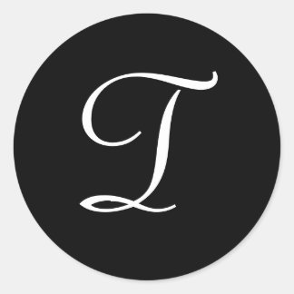 T Monogram Black White Wedding Stickers