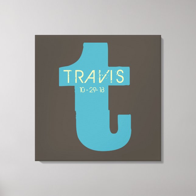 T Monogram Initial Bar Bat Mitzvah Sign-In Board Canvas Print (Front)