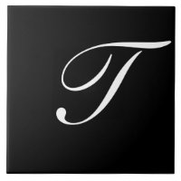 T Monogram Initial White on Black