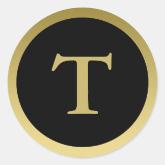 T :: Monogram T Elegant Gold and Black Sticker