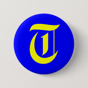 T - OLD ENGLISH 2 INCH ROUND BUTTON