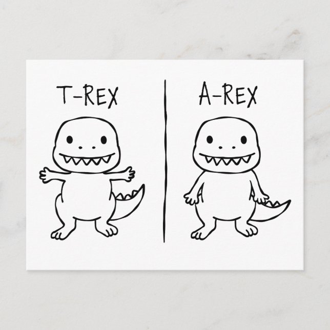T-Pose T-Rex Sketch Holiday Postcard (Front)
