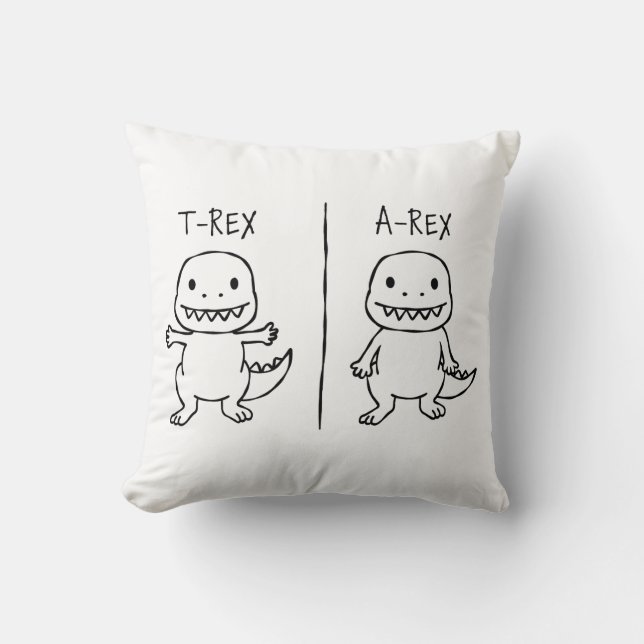 T-Pose T-Rex Sketch Throw Pillow (Front)