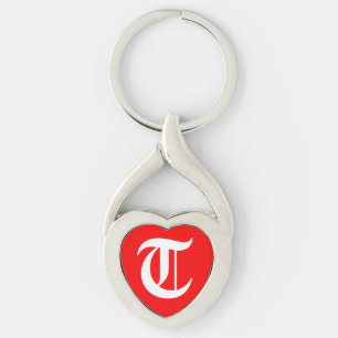 "T" Red Heart Keychain