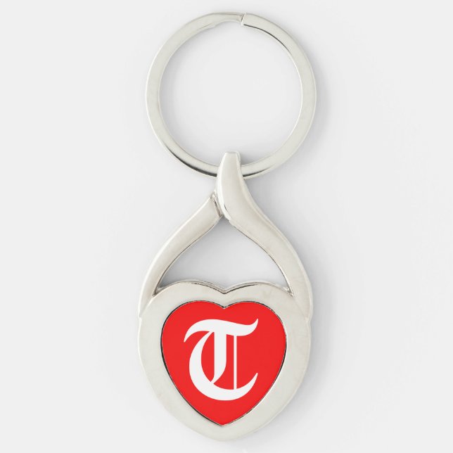 "T" Red Heart Keychain (Front)