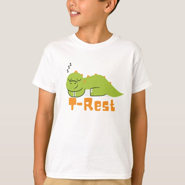 T-Rest Dinosaur,  Funny T-Rex Sleeping  T-Shirt (Front)
