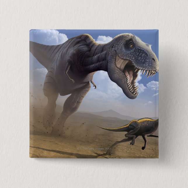 T Rex 2 Inch Square Button (Front)